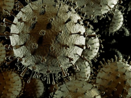 Flu virus H1N1 H5N1 influenza A virus particles, virions. Conceptual 3D illustration of spreading