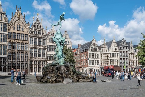 Antwerp, Belgium, July 28, 2016: The Grote Markt of Antwerp. It is located in the heart of the old