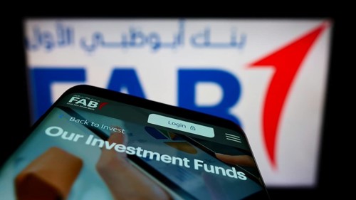 Stuttgart, Germany, 02-11-2022: Smartphone with webpage of financial company First Abu Dhabi Bank