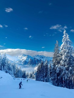 Snow-covered winter landscape in the Silvretta Montafon ski area in Vorarlberg, Austria, Europe