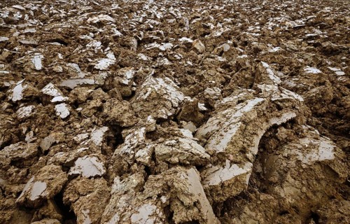 Close-up of clods, freshly ploughed field