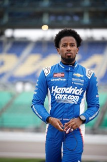 Rajah Caruth takes to the track to practice for the Heart of America 200 in Kansas City, KS, USA,