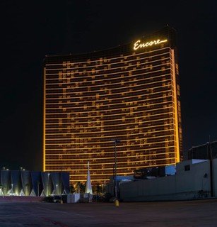 A picture of the Encore at Wynn Las Vegas at night