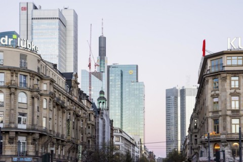 FRANKFURT, GERMANY, NOVEMBER 26: The Commerzbank tower in Frankfurt, Germany on November 25, 2013.