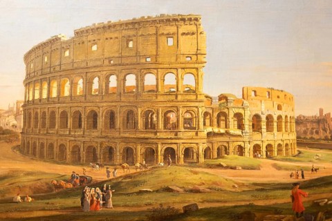 Turin, Italy, May 2023: The Colosseum, Gaspare Vanvitelli painting, Rome 1736, Europe