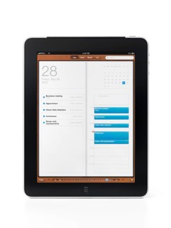 Apple iPad 3G tablet with organizer calendar app showing a list of business events and appointments