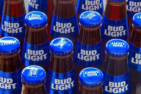 Calgary Alberta, Canada. Oct 16, 2020. Several Bud Light beer bottles
