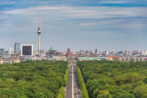 Berlin Germany, high angle view city skyline at Brandenburg Gate and Tier Garden