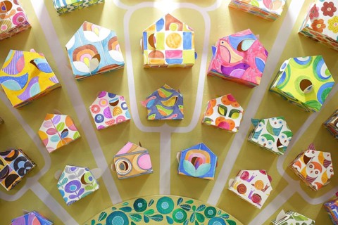 Colourful paper house art made at Creativeworld Frankfurt