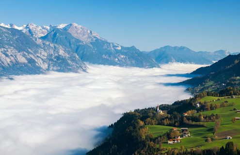 Low-hanging clouds near Weerberg, Tyrolean Lower Inn Valley, Tyrol, Austria, Europe