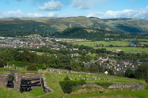 View of Stirling and the Wallace Monument, Stirling Castle, Stirling, Scotland, United Kingdom,