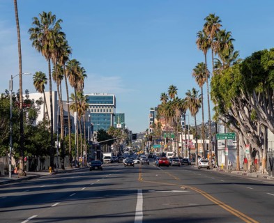 A picture of the east section of Sunset Boulevard