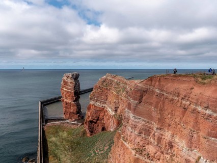 47 metre high surf pier, made of red sandstone Lange Anna, Heligoland, North Sea, Pinneberg