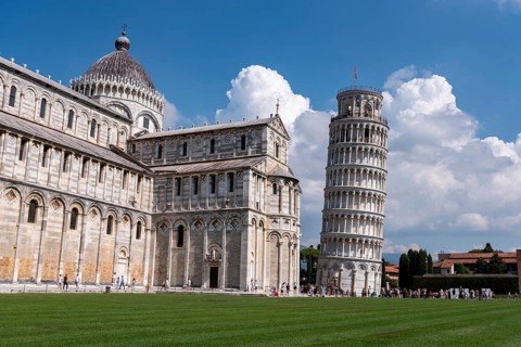 Cathedral and famous leaning tower of Pisa, Italy, Europe