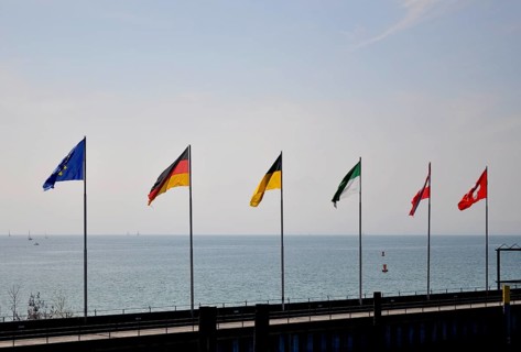 On Lake Constance, 6 flags, Europe, Germany, Baden-Württemberg, Austria, Switzerland, Lake