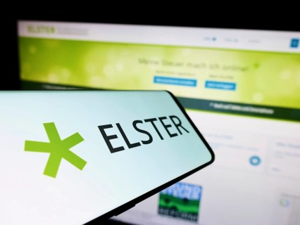 Stuttgart, Germany, 10-15-2022: Cellphone with logo of German tax software Elster on screen in