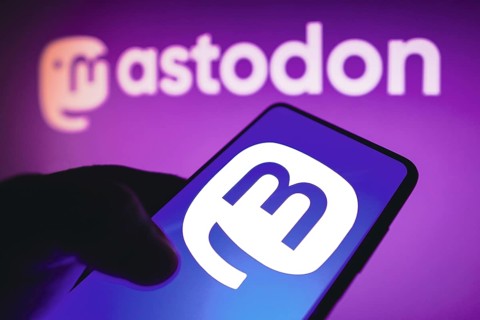 In this photo illustration, the social media platform, Mastodon logo seen displayed on a smartphone