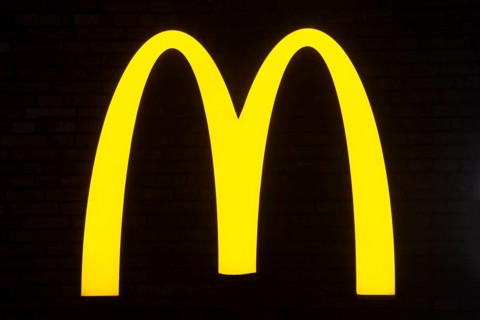 Logo of Mc Donald's at night, Bremen, Germany, Europe