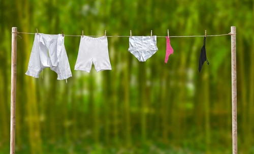 Clothesline with underwear from then and now