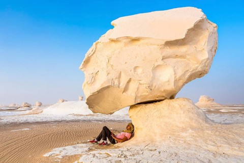 White Desert at Farafra in the Sahara of Egypt. Africa
