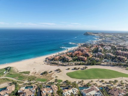 Aerial view of luxury golf course on the pacific ocean in Los Cabos, Cabo San Jose, Mexico, Central