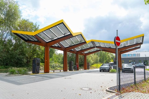 Fast charging station with 300KW charging points in the Ruhr area near Bochum, Germany, Europe