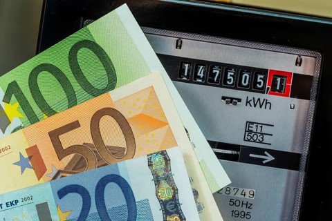 An electricity meter measures the electricity consumed. Symbol photo for electricity price and