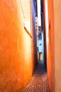 String Street or Strada Sforii is the narrowest street in the city of Brasov, Romania, Europe