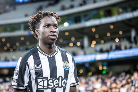 MELBOURNE, AUSTRALIA, MAY 22: Garang Kuol of Newcastle United after beating Tottenham Hotspur