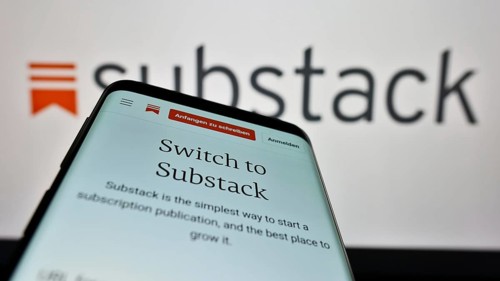 Stuttgart, Germany, 12-19-2022: Mobile phone with webpage of US subscription company Substack Inc.