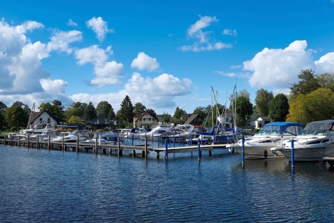 Marina on Lake Scharmützelsee, Wendisch-Rietz, Brandenburg, Germany, Europe