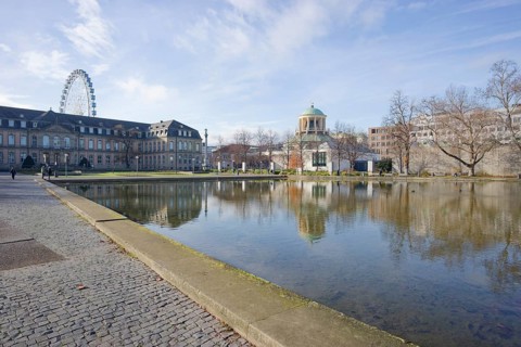 Eckensee in the castle park, castle, park, municipal park, Stuttgart, Germany, Europe