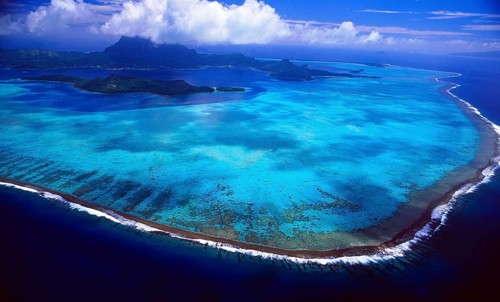 French Polynesia: Helicopter flight and aerial view of the island of Bora Bora