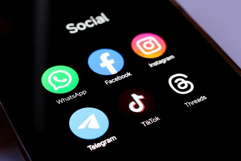 In this photo illustration, WhatsApp, Facebook, Instagram, Telegram, TikTok and Threads apps