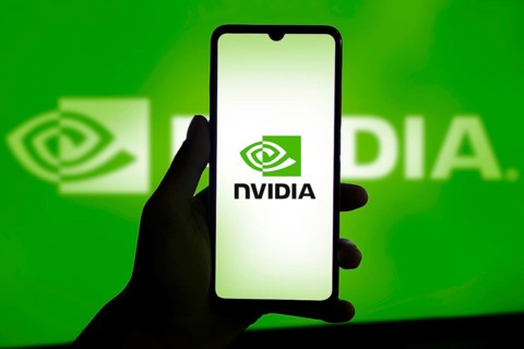 Dhaka, Bangladesh 11 Nov 2024: Nvidia logo on smartphone screen with AI in the background. Nvidia