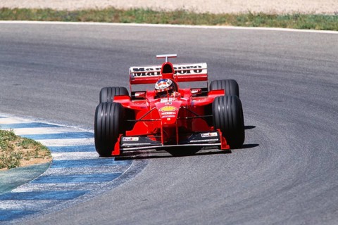 Formula 1 World Champion Michael Schumacher on the track in the Ferrari F399, German GP at the