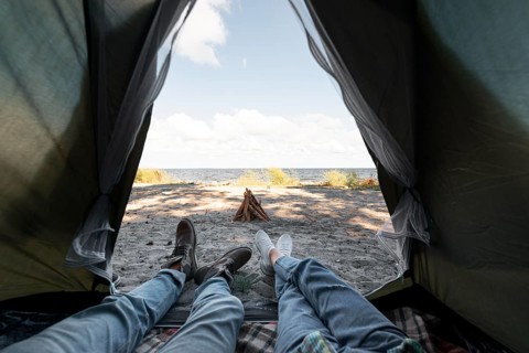 Inside tent with outside view