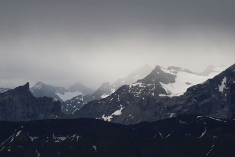 Mountains near of the Grimsel mountain pass, Bernese Oberland. View from Mount Brienzer Rothorn.