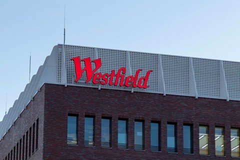 Logo, lettering on the construction site of the Westfield Hamburg-Überseequartier shopping centre,