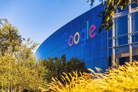 The Google logo seen at Google Headquarters