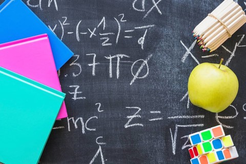 School board with math calculations