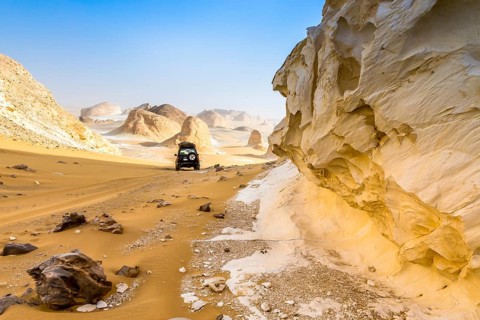 White Desert at Farafra in the Sahara of Egypt. Africa