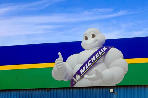 Bibendum or Michelin Man, the official mascot of the French Michelin tire company, founded in 1889.