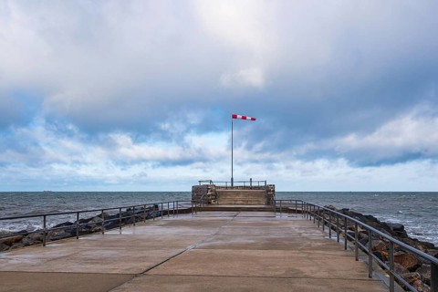 Pier on the Baltic Sea coast in Warnemünde