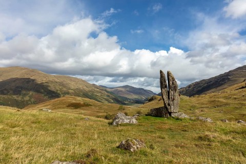 Fionn's Rock, also Praying Hands of Mary, according to legend split by Celt Fingal, also Fionn mac