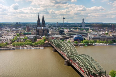 COLOGNE, GERMANY - MAY 12: Cityscape of Cologne, Germany on May 12, 2019. View from Triangle tower