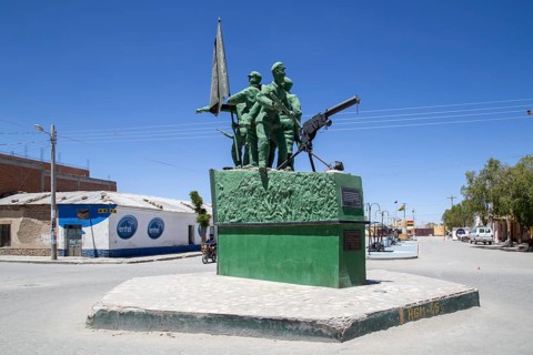 Uyuni, Bolivia, October 31, 2015: Monument for the hereos of the war El Chaco, South America