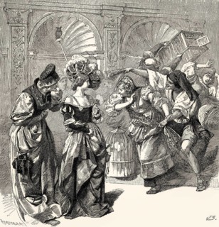 Fishers and bird-catchers, Florentine carnival, Faust II, first act, by Johann Wolfgang von Goethe