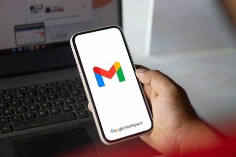 Google Gmail logo is displayed on smartphone