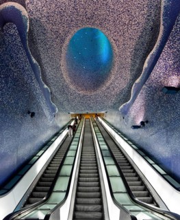 NAPLES, ITALY, MAY 06, 2022, Modern design of the Toledo metro station in downtown Naples, Italy,